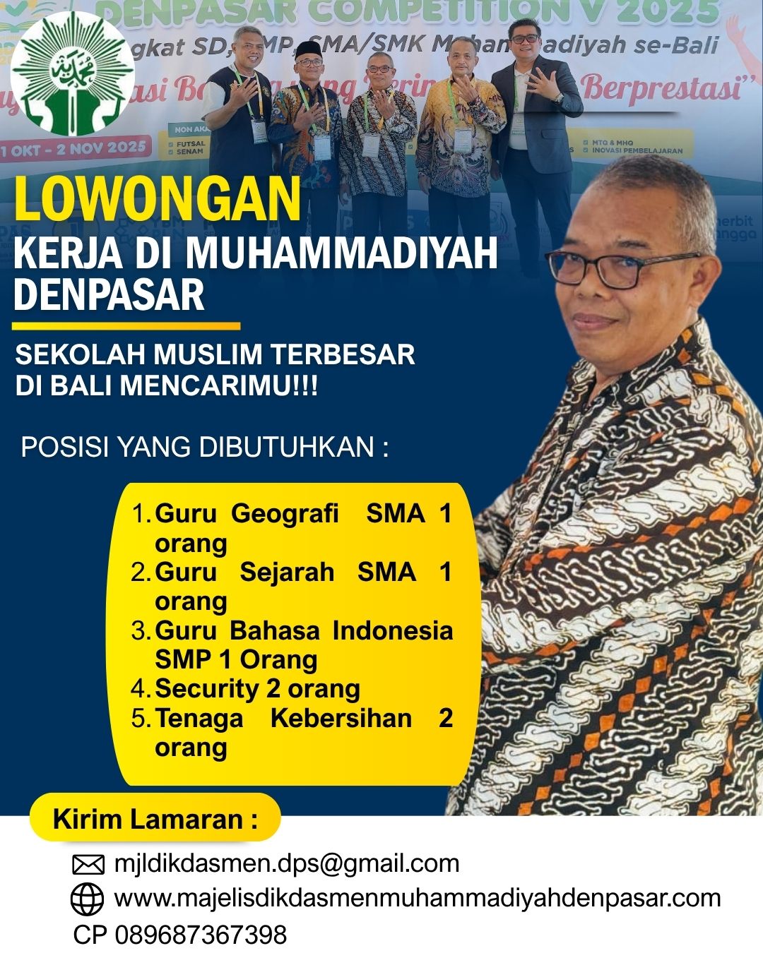 Perguruan Muhammadiyah Kota Denpasar Buka Lowongan Guru dan Karyawan